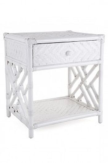 Chippendale 1 Drawer Bedside Table, White or Black