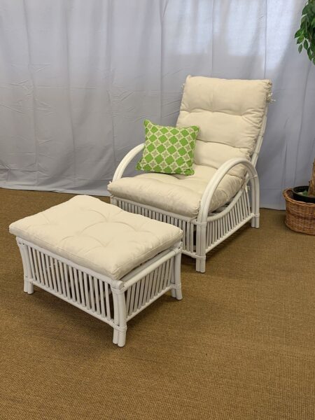 Columbus Lazy Chair with Footstool, White