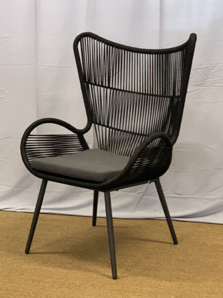 Outdoor Black Wingback Chair